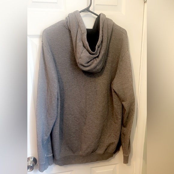 Domyos grey large hooded sweatshirt front pocket zipper relaxed fit comfy warm - Picture 2 of 7